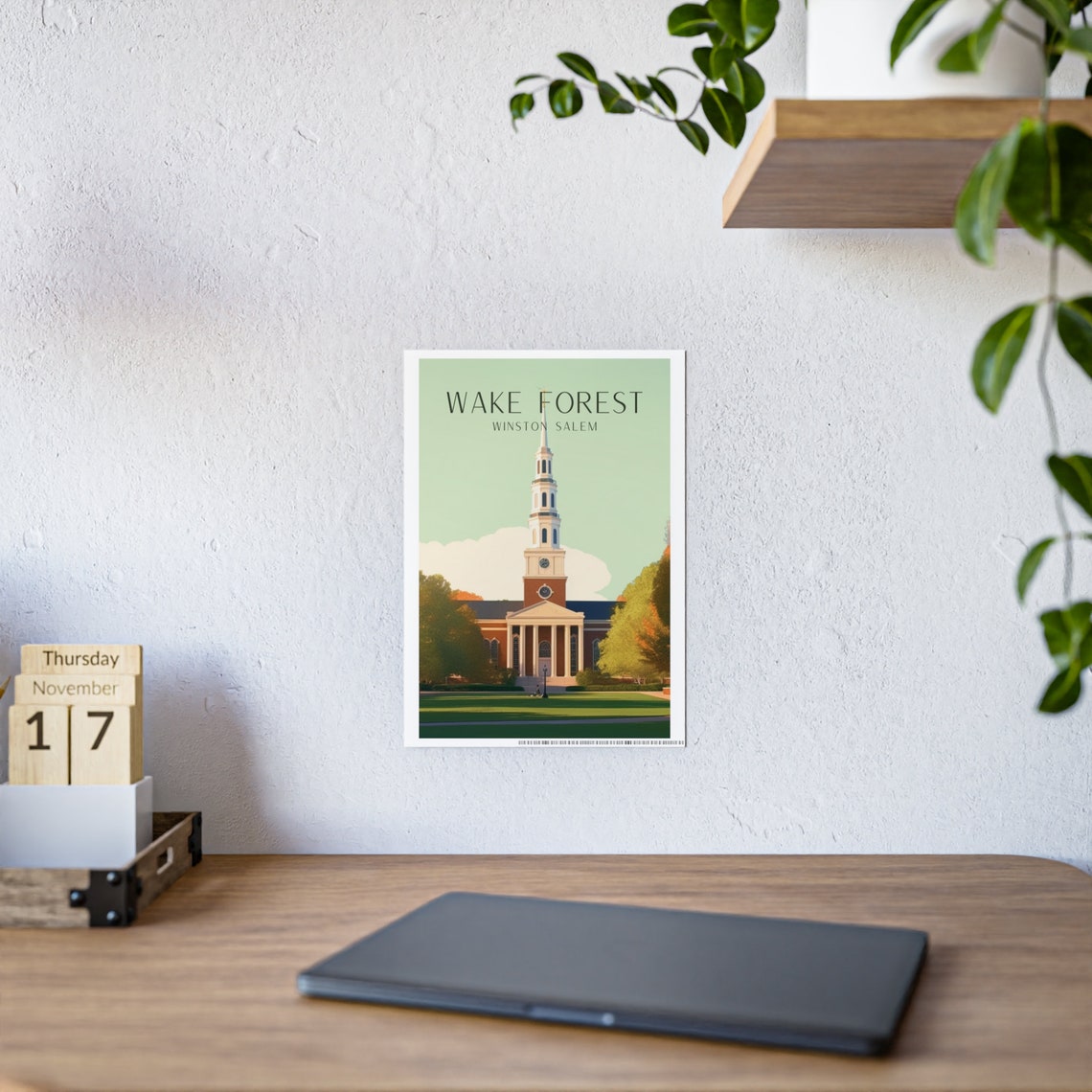 Wake Forest, Wait Chapel Vintage Travel Poster - Image 2