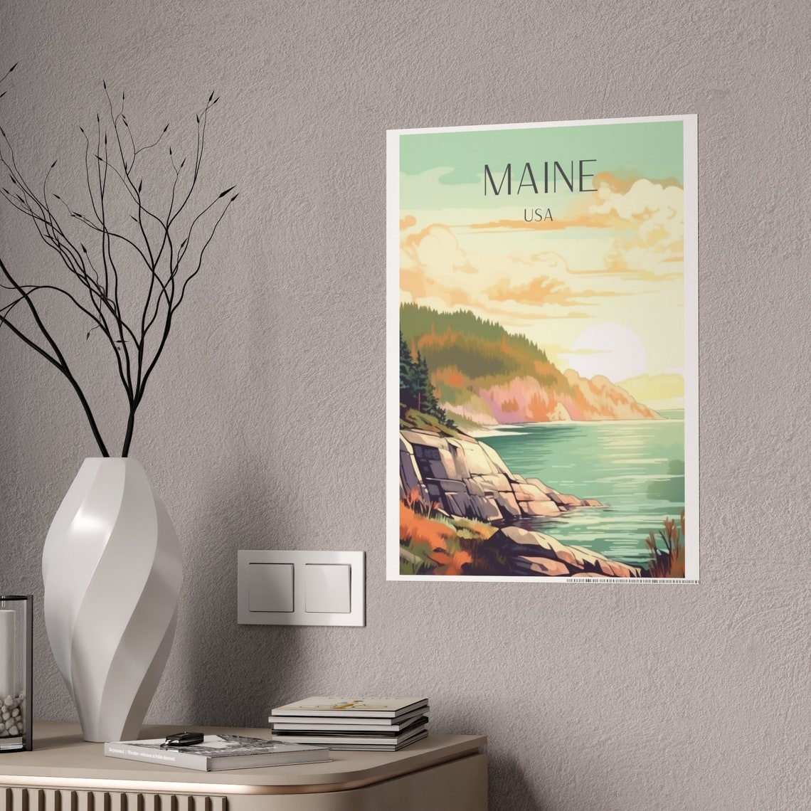 Maine Travel Poster, Arcadia National Forest Nature Art - Image 5