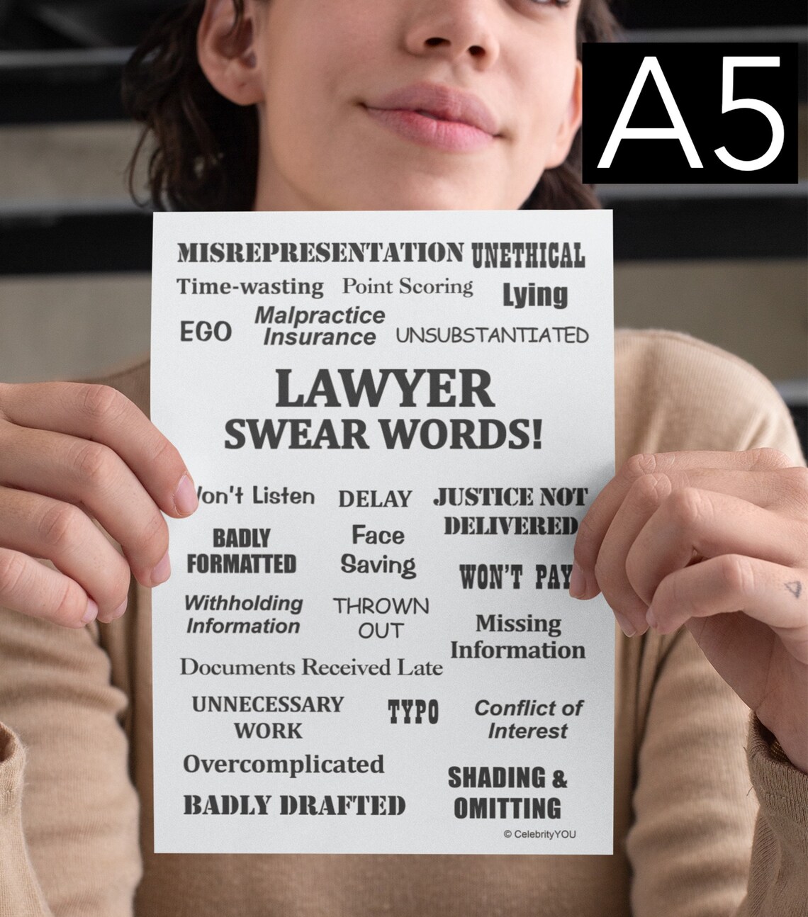 Lawyer Swear Words Joke Print, Office Decor - Image 2