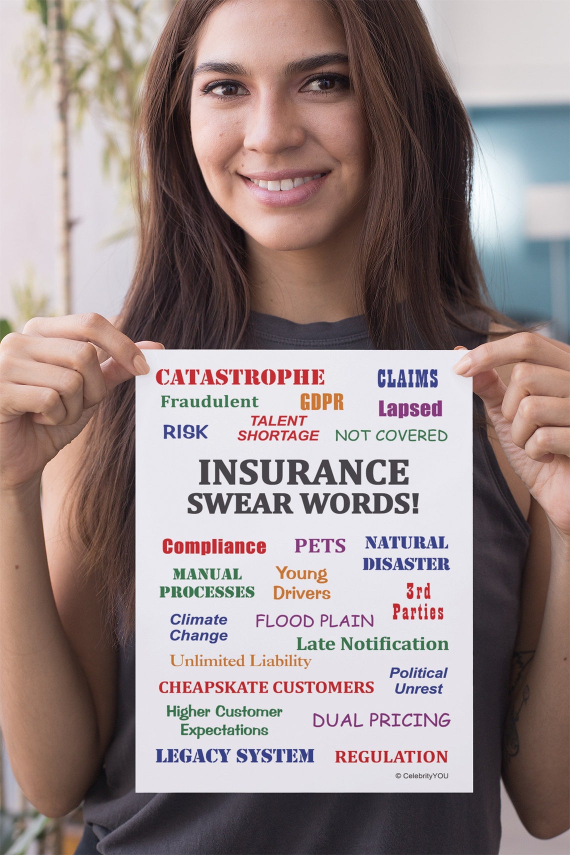 Insurance Swear Words Funny Colorful Insurance Agent Office Poster - Image 2