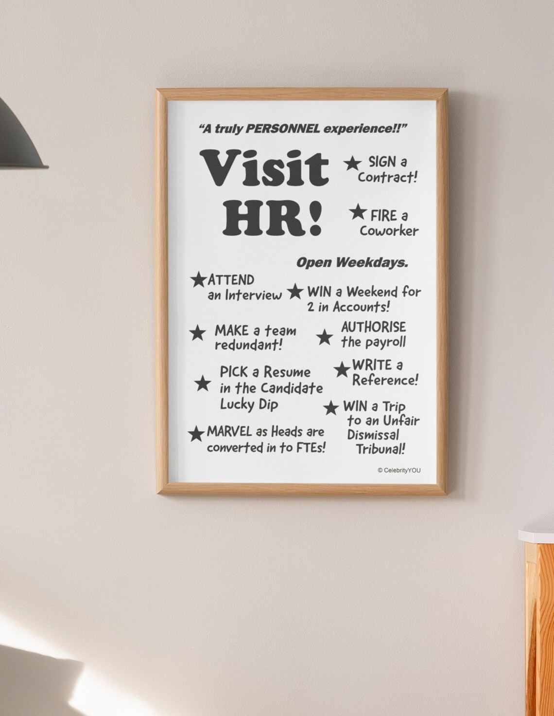 Visit HR Funny Human Resources Office Joke Desk Sign Wall Art - Image 3