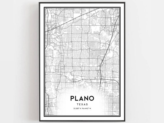 Plano Map Print Poster Wall Art Tx City Texas Street Decor Road Gift B521