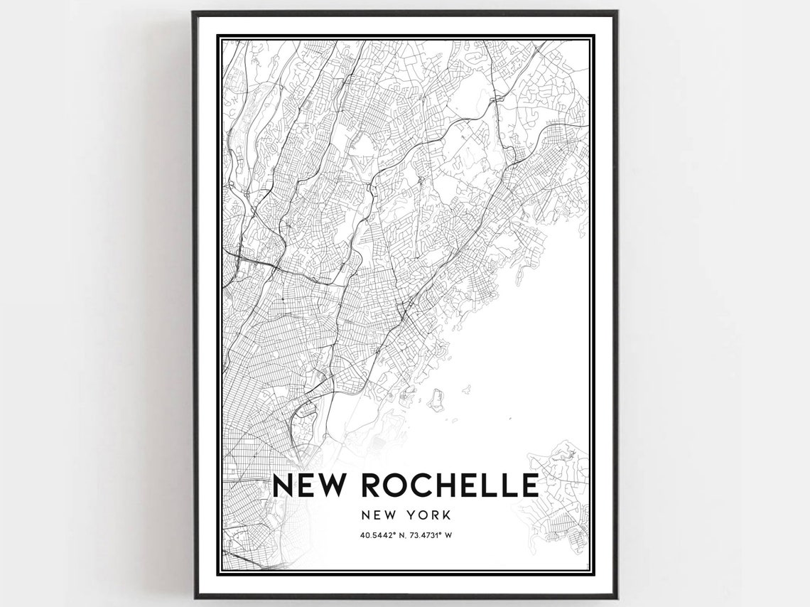 New Rochelle New York Minimalist Street Map Poster Modern Wall Decor