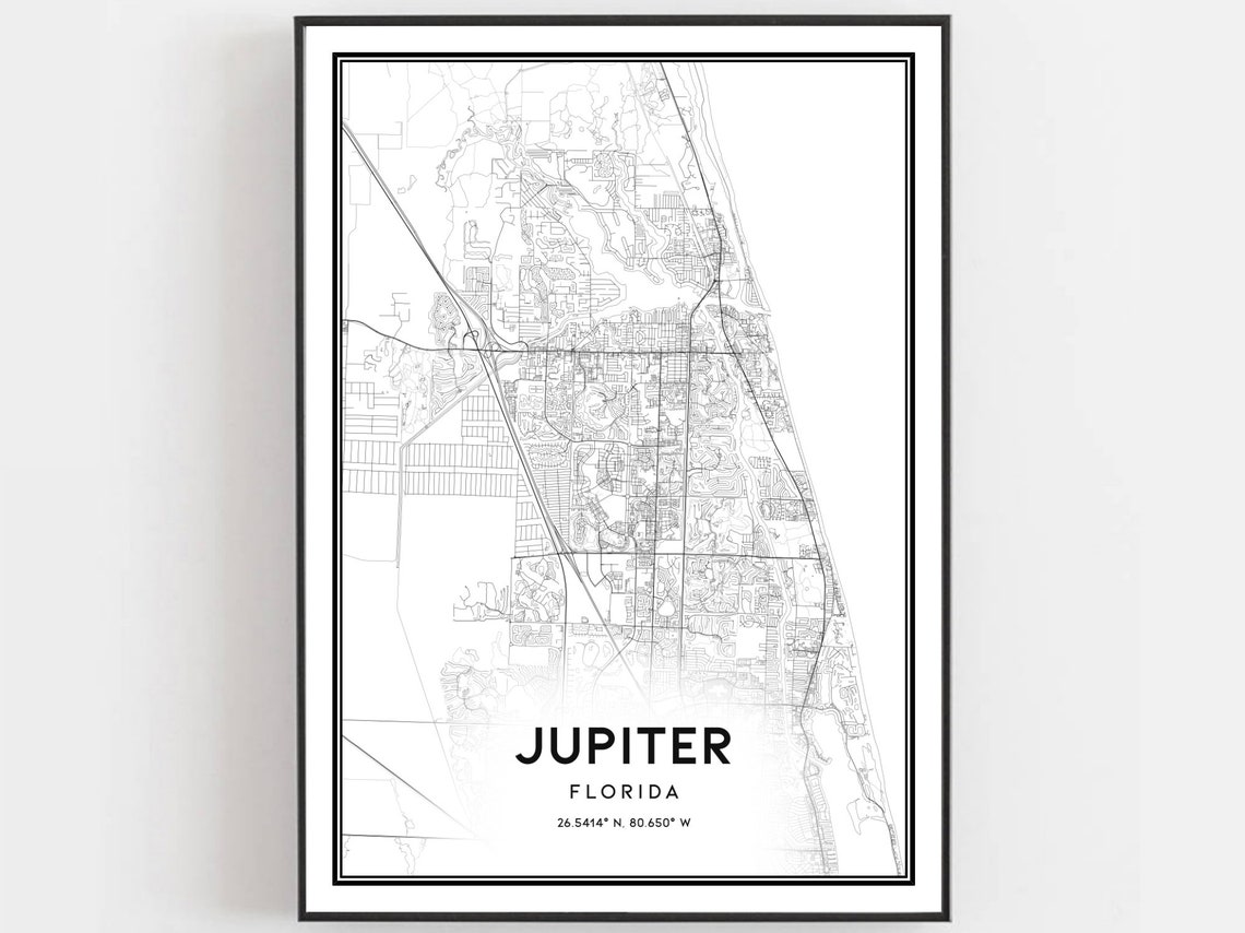 Jupiter Florida City Street Map Minimalist Black White Poster