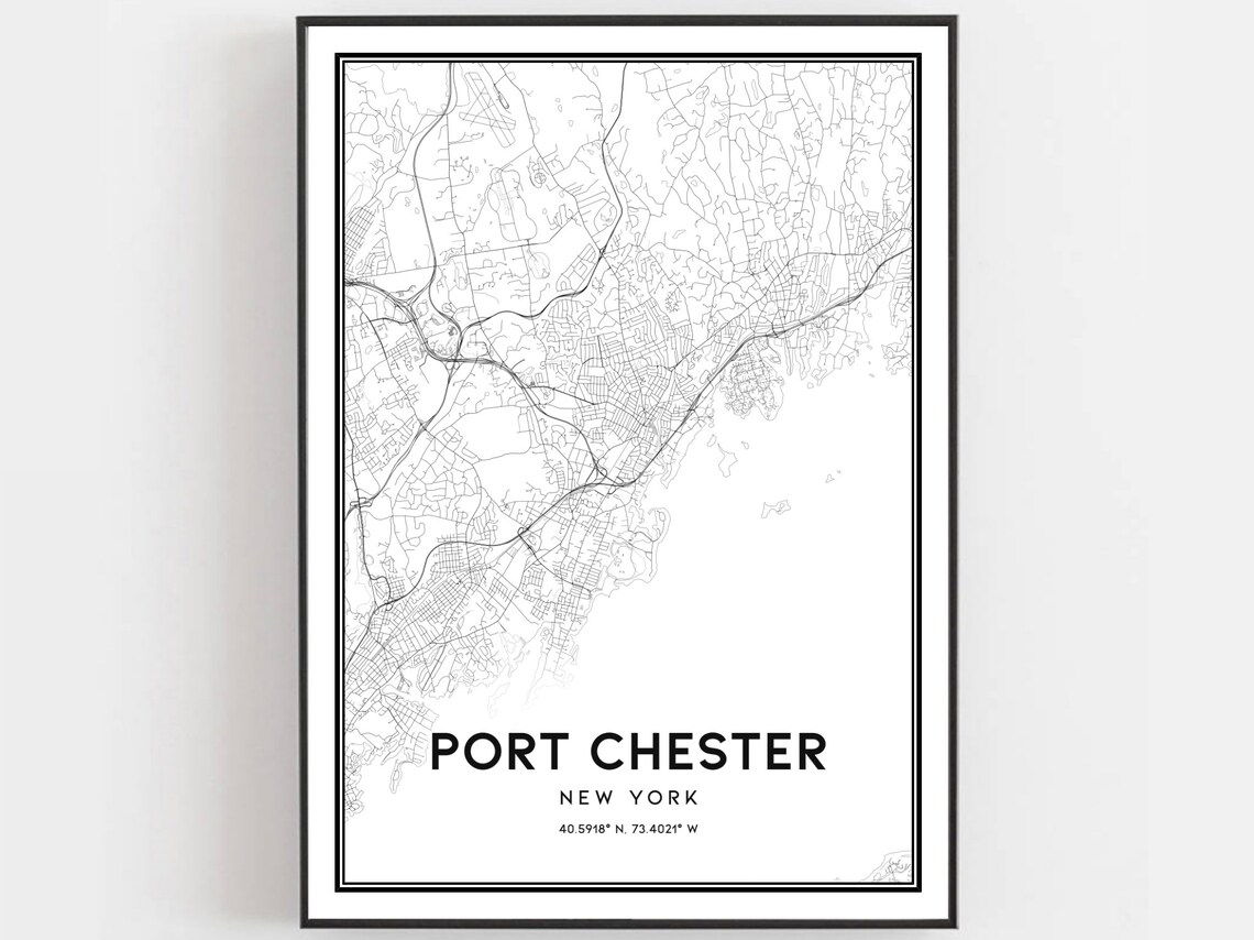 Port Chester New York Street Map Art Coordinates Modern Home Poster