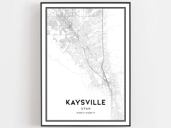 Kaysville Map Print Poster Wall Art Ut City Utah Street Decor Road Gift B1863