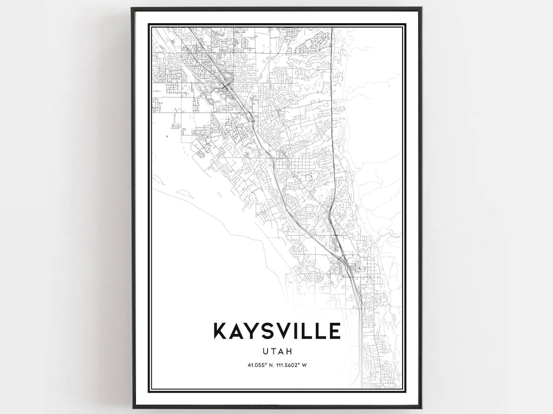 Kaysville Utah Minimalist Street Map Monochrome Line Art Poster