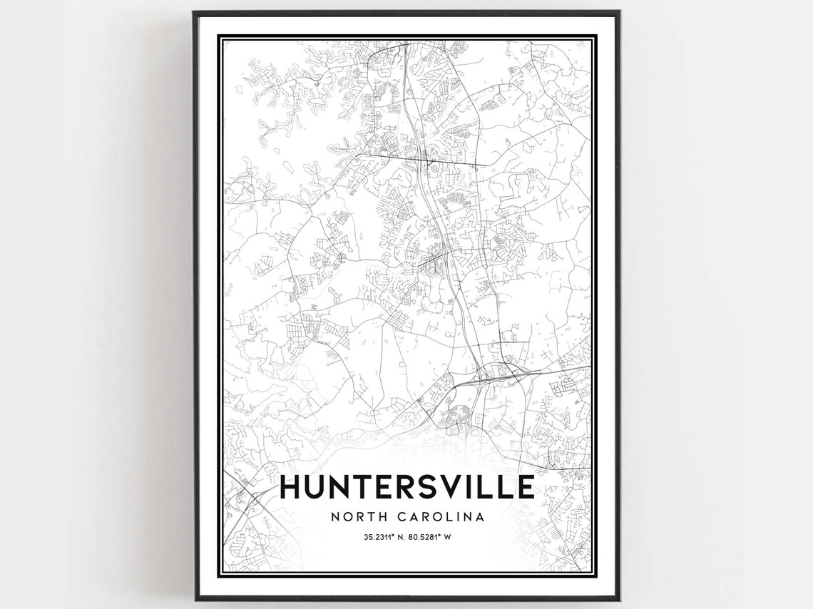 Huntersville North Carolina Minimalist Street Map Art Poster