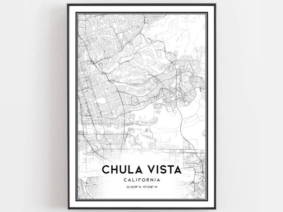 Chula Vista Map Poster, City Street Decor
