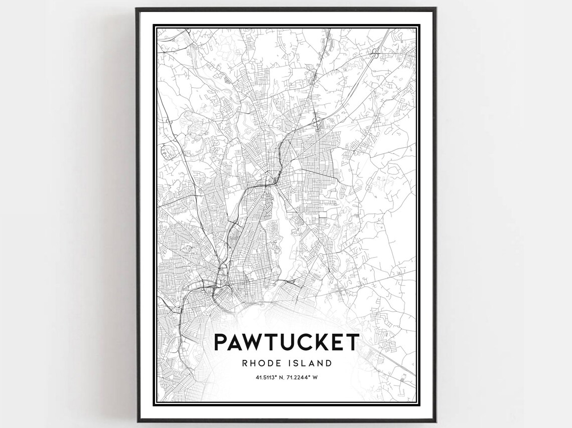 Pawtucket Map Poster, Rhode Island Street Decor
