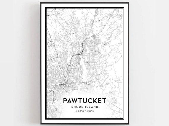 Pawtucket Map Poster, Rhode Island Street Decor