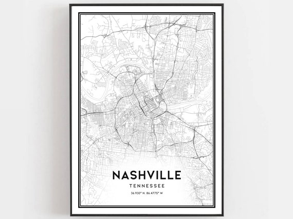 Nashville Map Poster, Tennessee City Street Decor