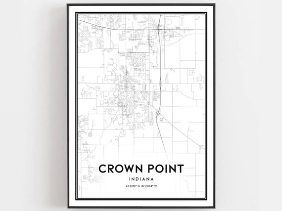 Crown Point Map Print, Indiana Street Decor