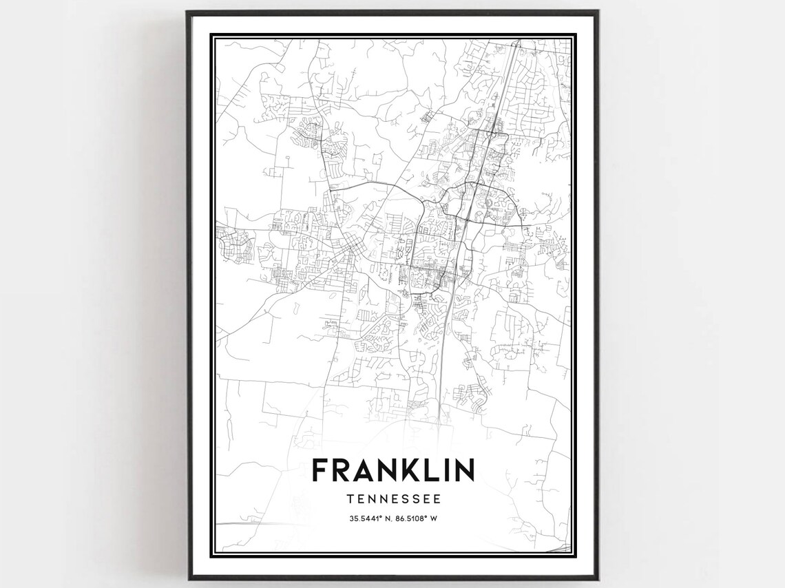Franklin Map Poster, Tennessee Street Decor