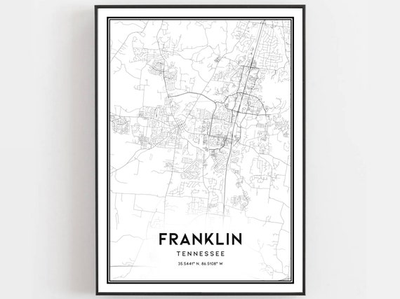 Franklin Map Poster, Tennessee Street Decor