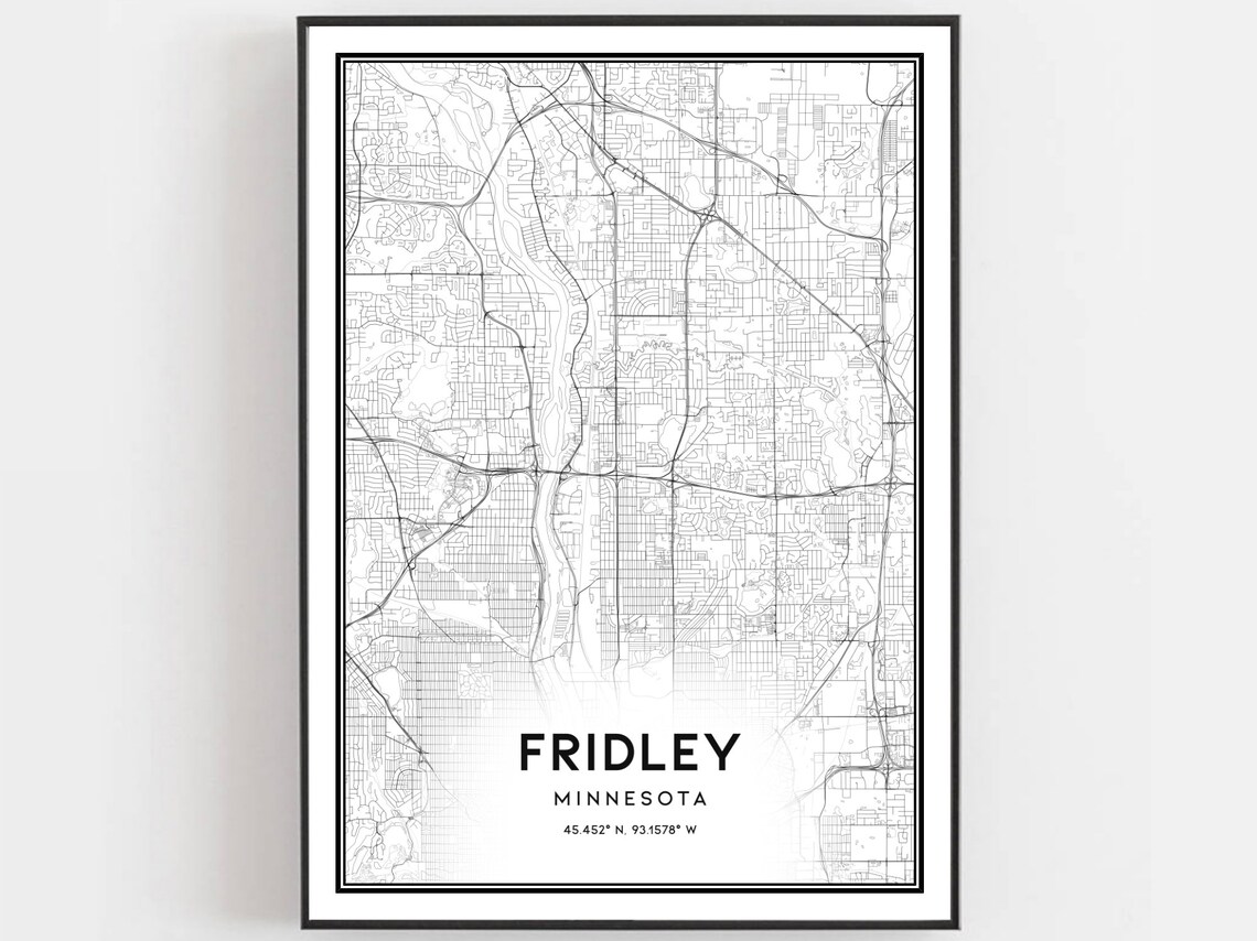 Fridley Map Poster, Minnesota Street Decor