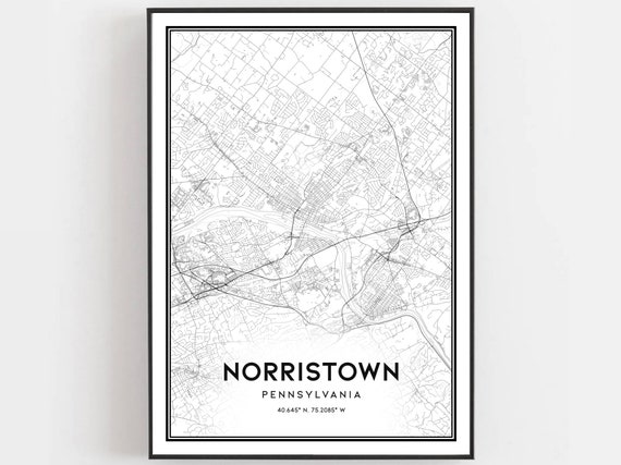 Norristown Map Print Poster Wall Art Pa City Pennsylvania Street Decor Road Gift B1766