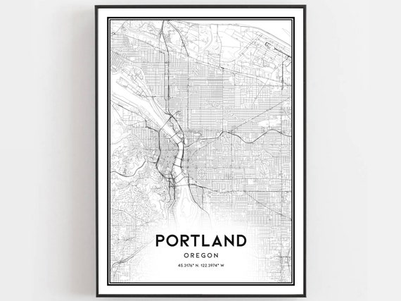 Portland Map Print Poster Wall Art Or City Oregon Street Decor Road Gift B152