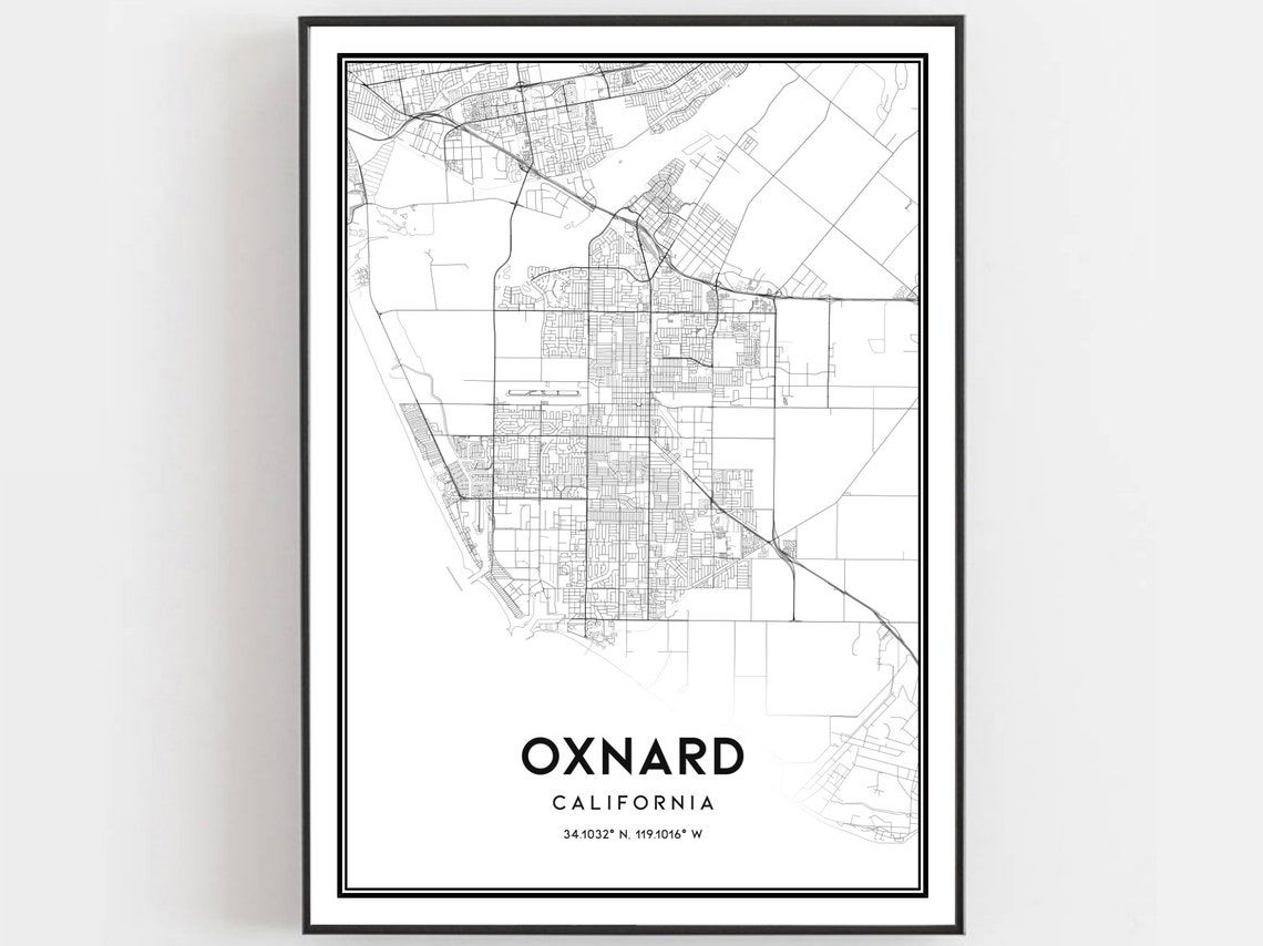 Oxnard California Minimalist Street Map Monochrome Line Art Poster
