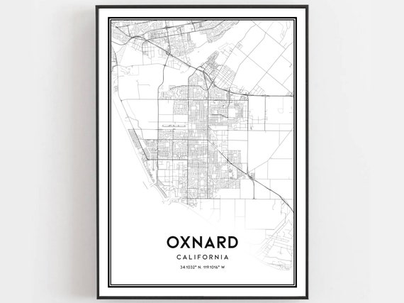 Oxnard Map Print Poster Wall Art Ca City Street Decor Road Gift B450