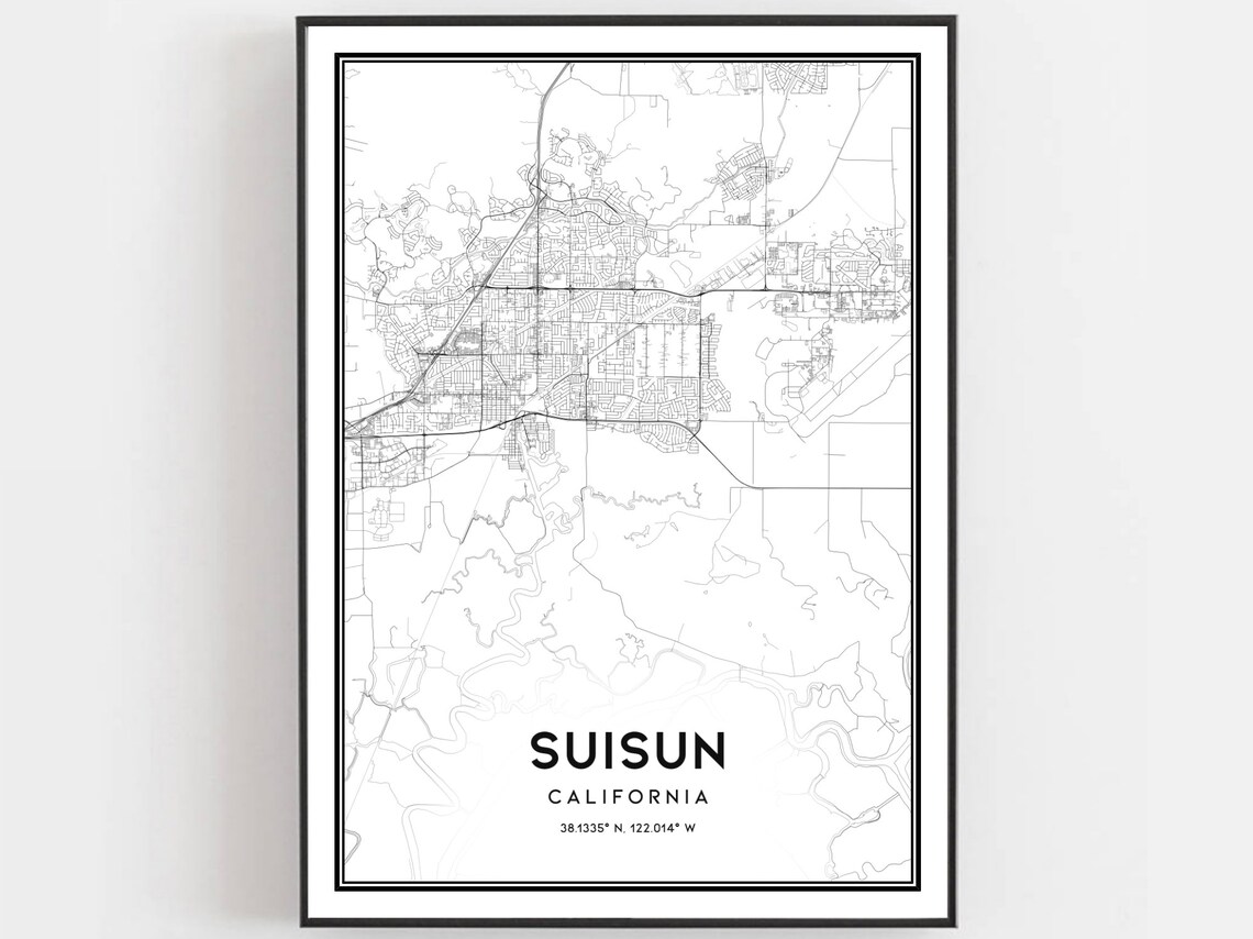 Suisun Map Print Poster, City Street Decor