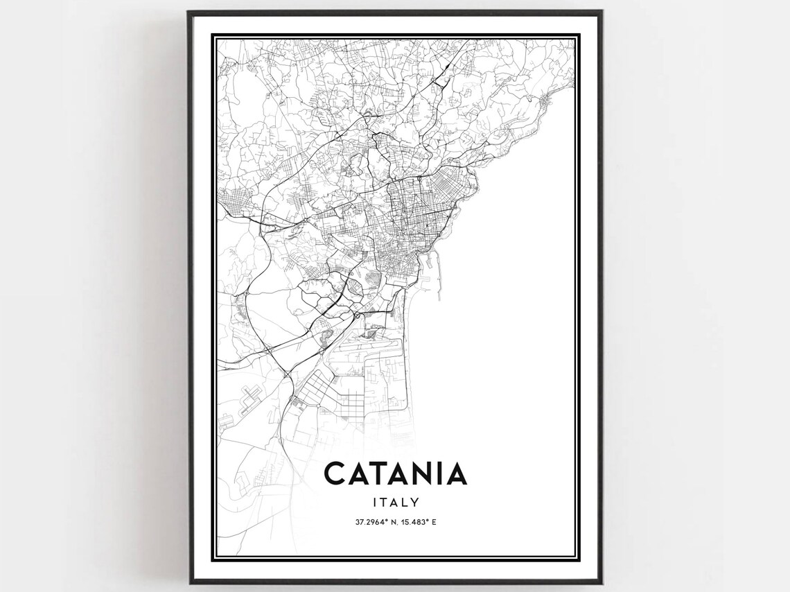 Catania Italy Minimalist City Street Map Line Art Decor Poster