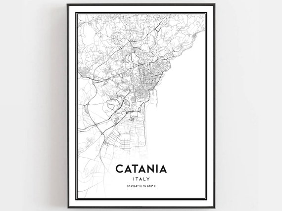 Catania Map Print Poster Wall Art City Street Decor Road Gift B343