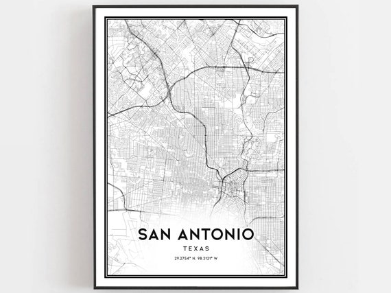 San Antonio Map Poster, Texas City Travel Poster