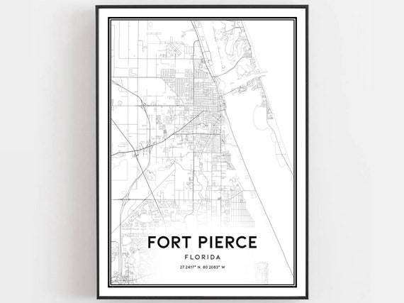 Fort Pierce Map Poster, Florida Street Decor