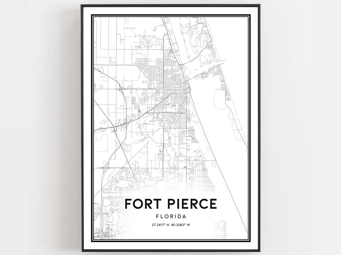 Fort Pierce Map Poster, Florida Street Decor
