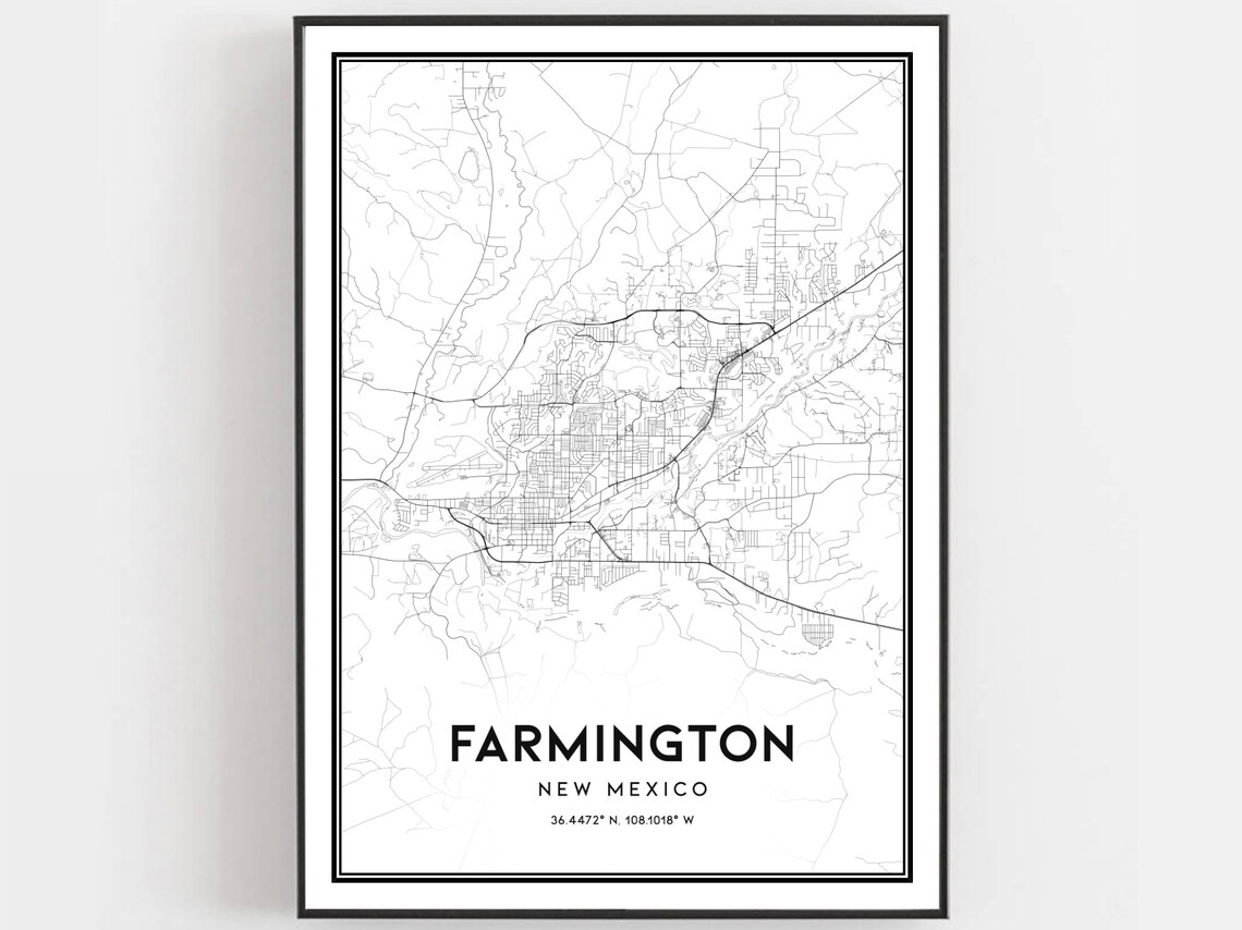 Farmington Map Print, New Mexico Street Decor