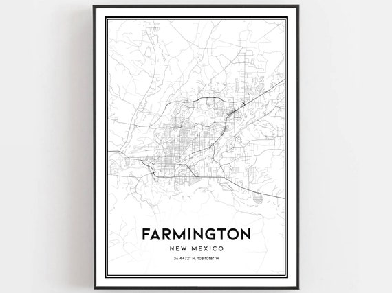 Farmington Map Print, New Mexico Street Decor