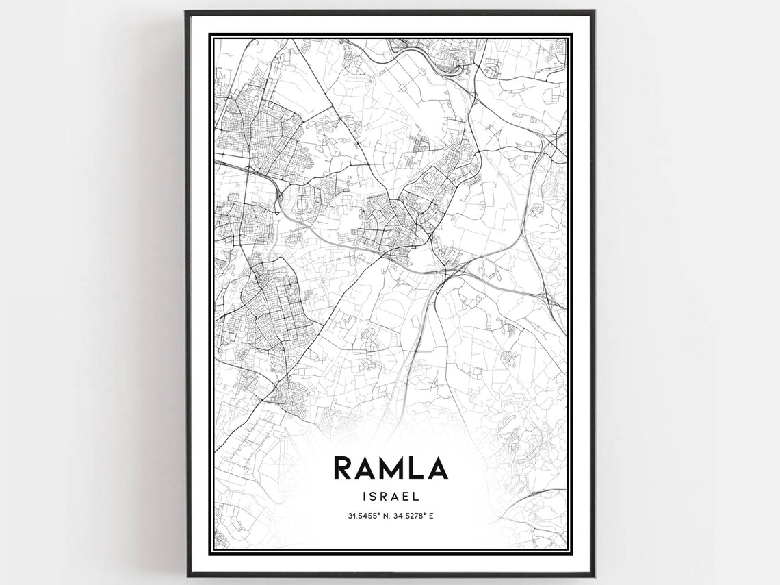 Ramla Israel City Street Map Minimalist Black And White Art Poster