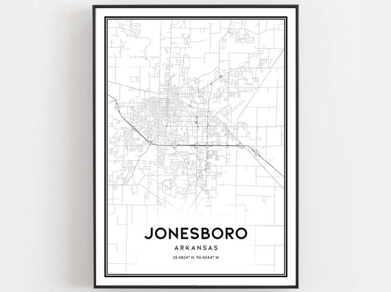 Jonesboro Map Print Poster, Arkansas Travel Art