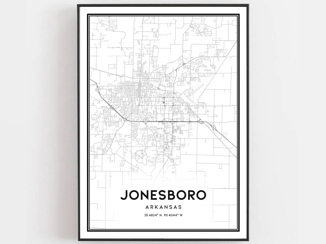 Jonesboro Map Print Poster, Arkansas Travel Art