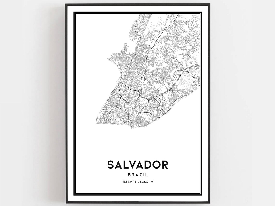Salvador Brazil Minimalist City Street Map Line Art Decor Poster