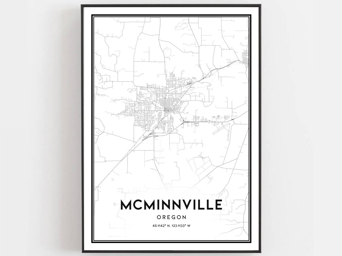 McMinnville Map Print Poster, Oregon Street Decor