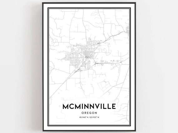 McMinnville Map Print Poster, Oregon Street Decor