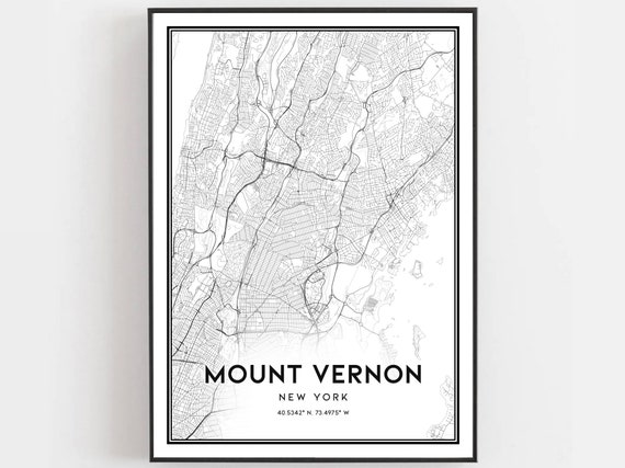 Mount Vernon Map Poster, New York Street Decor