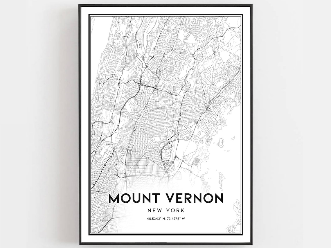 Mount Vernon Map Poster, New York Street Decor