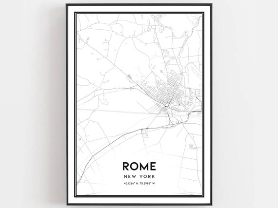 Rome Map Print Poster Wall Art Ny City New York Street Decor Road Gift B1836