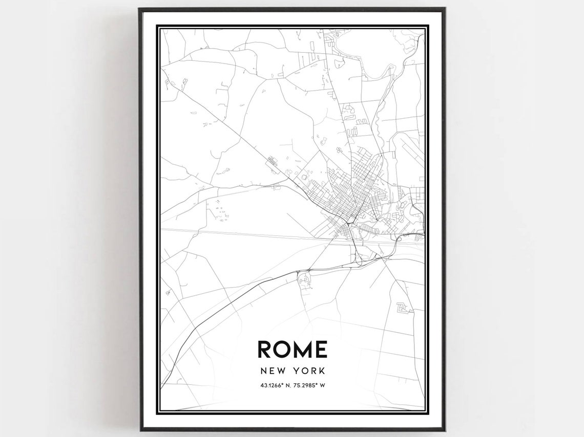 Rome New York Street Map City Map Art Minimalist Home Decor Poster