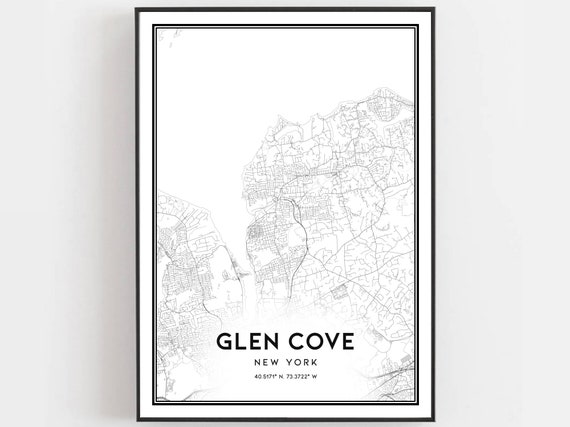Glen Cove Map Print, New York Street Decor