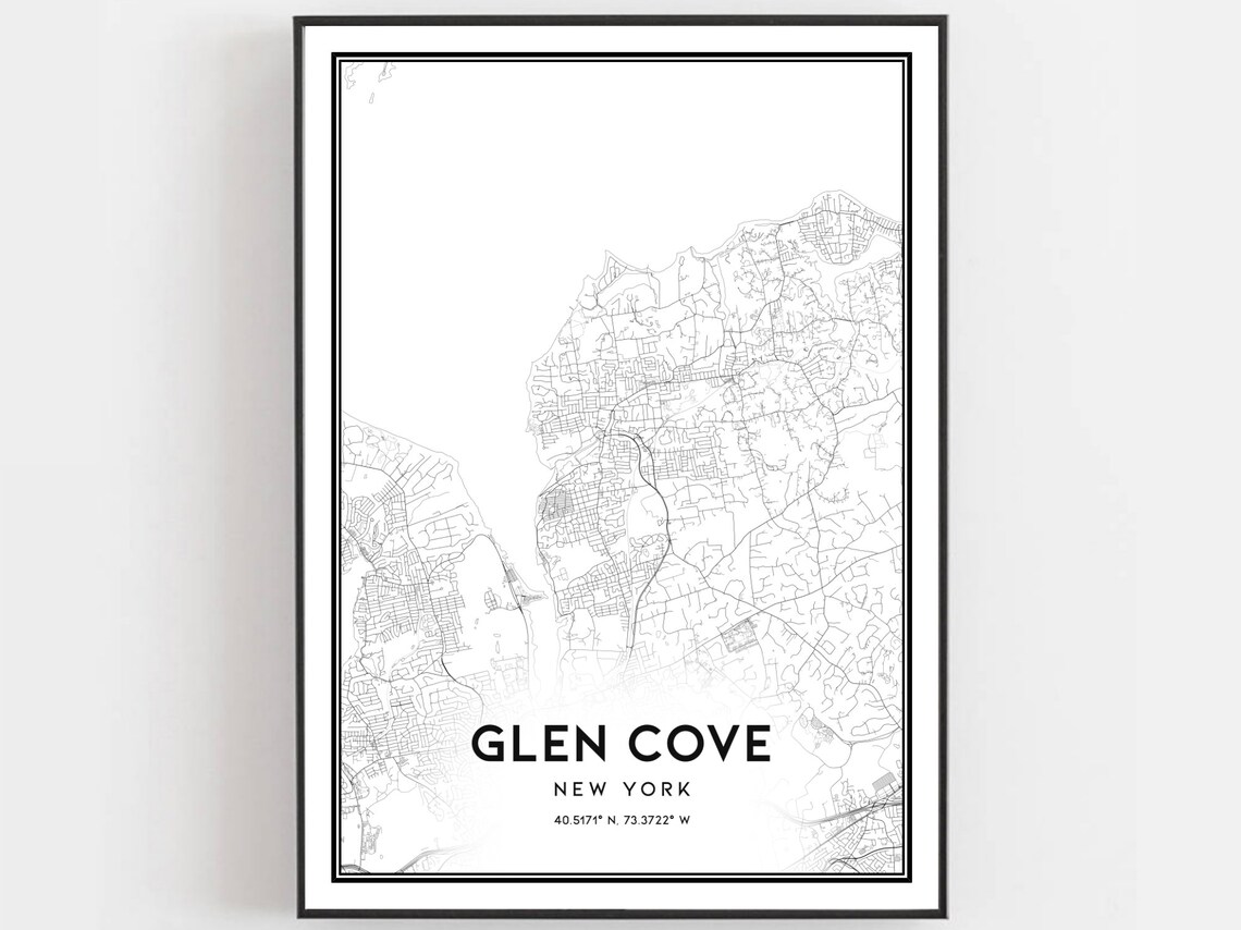 Glen Cove Map Print, New York Street Decor