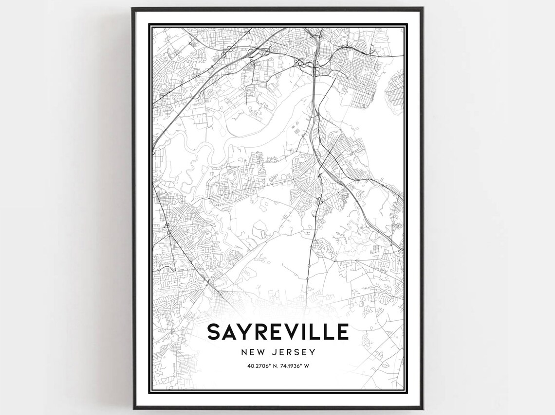 Sayreville New Jersey Minimalist City Street Map Coordinates Art Poster