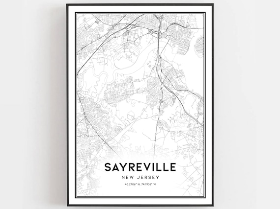 Sayreville New Jersey Minimalist City Street Map Coordinates Art Poster