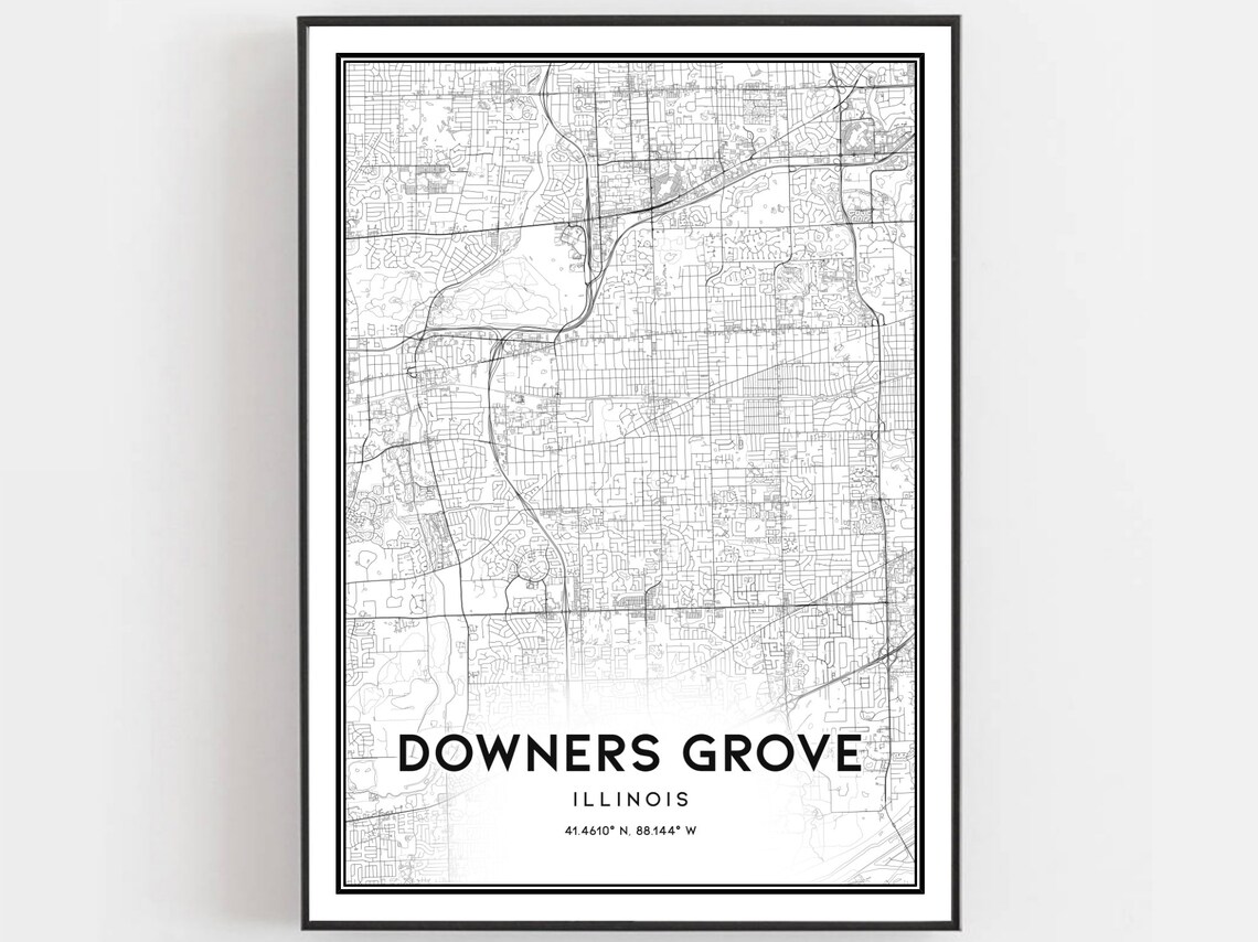 Downers Grove Illinois Minimalist City Street Map Modern Art Poster