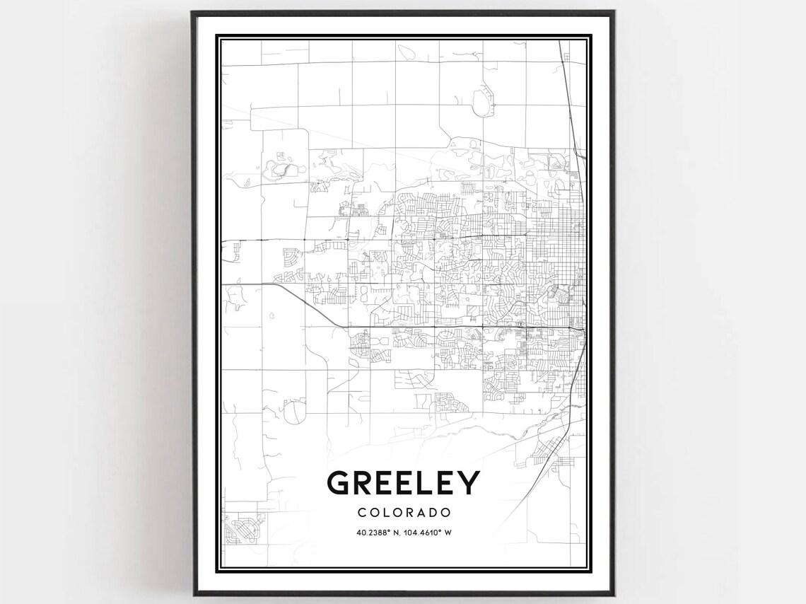 Greeley Map Poster Print, Colorado Street Decor