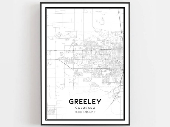 Greeley Map Poster Print, Colorado Street Decor