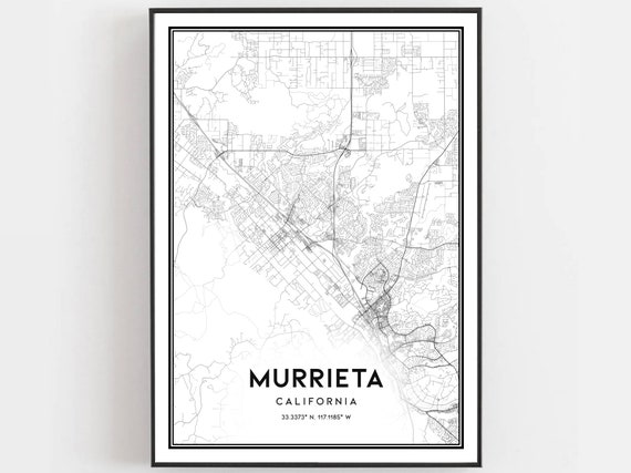 Murrieta Map Poster, California Street Decor